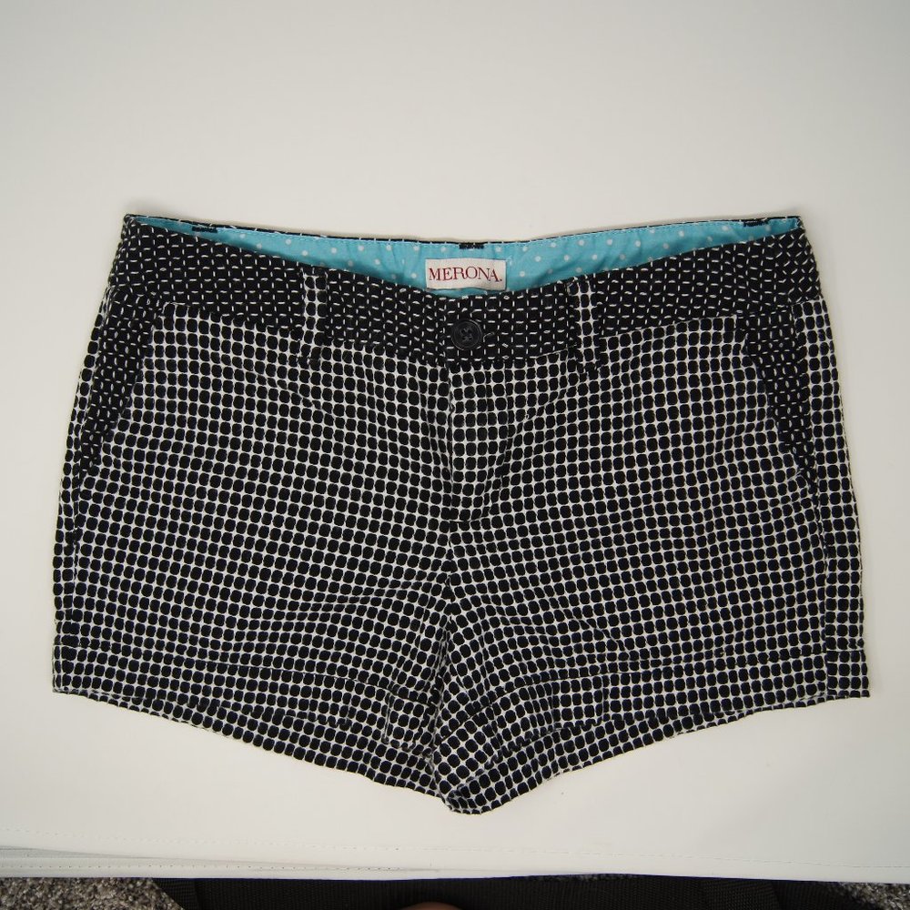 Merona Black White Grid Shorts sz 2